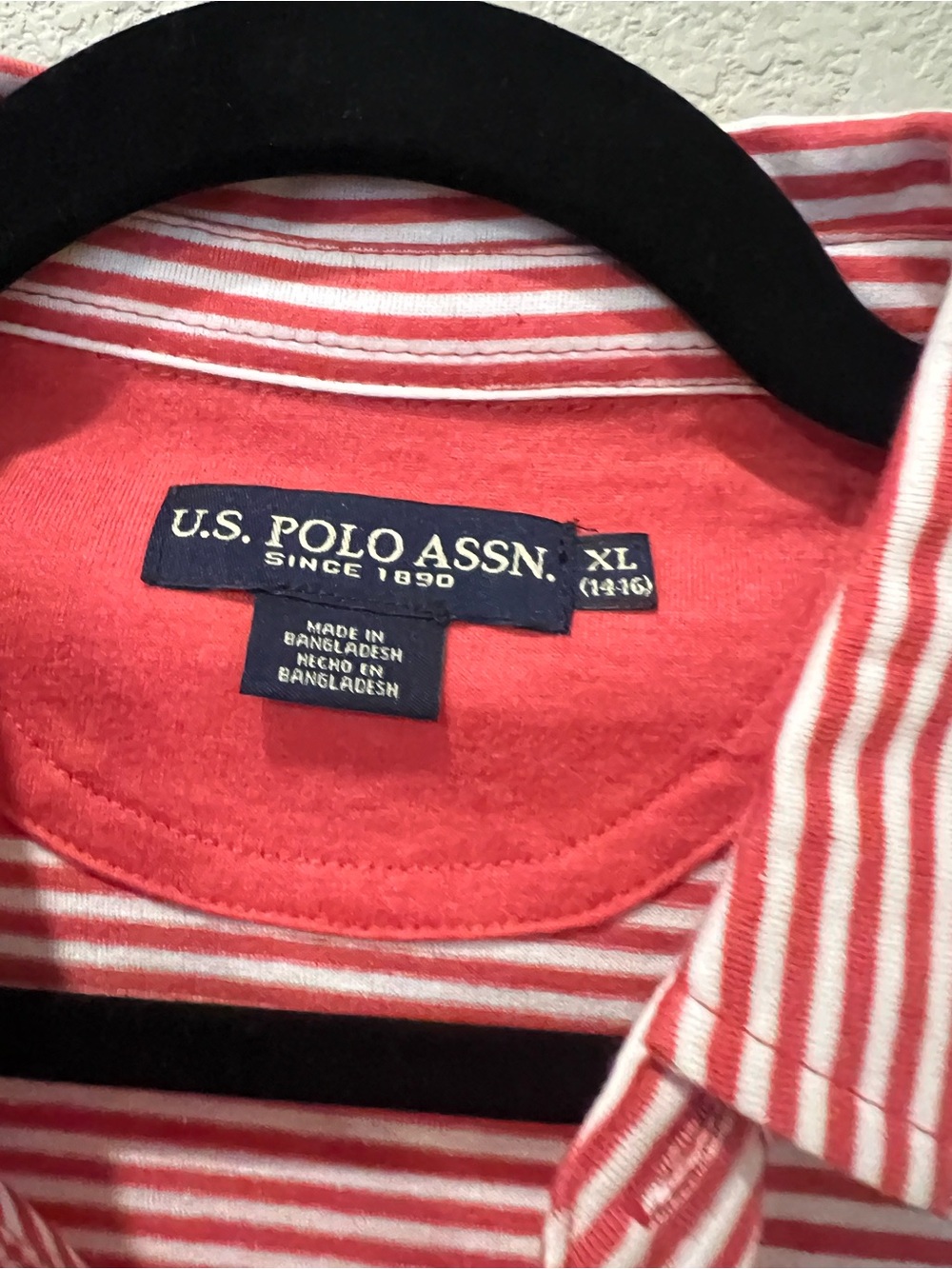 Boy’s U.S. Polo Assn. Blue Chambray Button-Down & Red Striped Polo Shirts - Picture 9 of 11